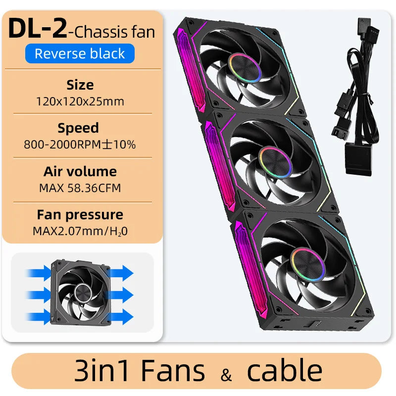 Coolcirc DL-2 Modular Wireless Splicing 120mm PC Case Cooling Fan ARGB Infinite Mirror Lighting Effect for Computer Water Cooler