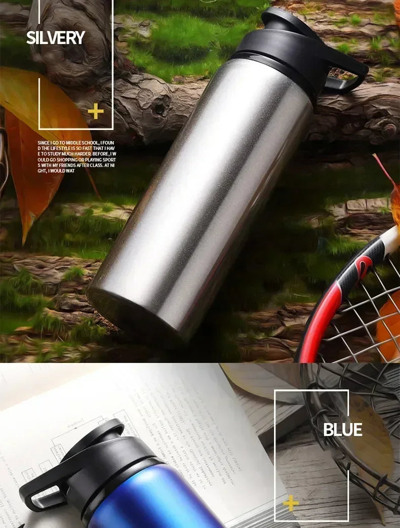 Large 600ml Stainless Steel Sports Bottle Leak Proof Design Bike Cycling Camping Outdoor Travel Water Flask Durable