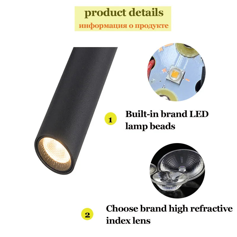 LED Wall Reading Lamp for Bedroom Hotel Minimalist Night Book Lamp Rotatable Bedside Sconce 3W Spotlight Home Lighting Fixture