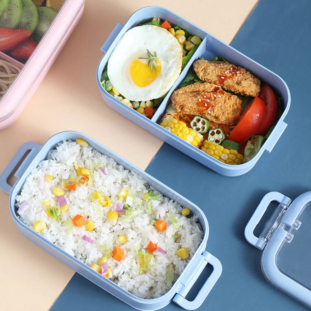 Kitchen Home Microwave Lunch Box Wheat Straw Dinnerware Food Storage Container Children Kids School Office Portable Bento Box