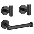 Bathroom Hardware Set Matte Black 3PCS Stainless Steel Toilet Paper Holder Towel Robe Hooks Wall Mounted
