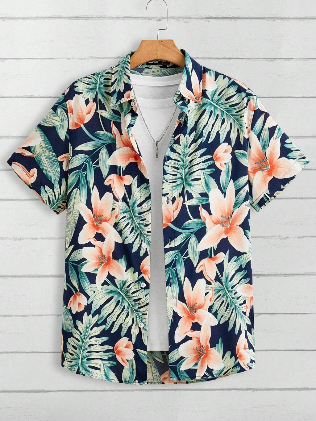 Hawaiian Style Fresh Coconut Print Men's Short-sleeved Fashion Shirt Men's Summer Outdoor Vacation Fashion Short-sleeved Shirt