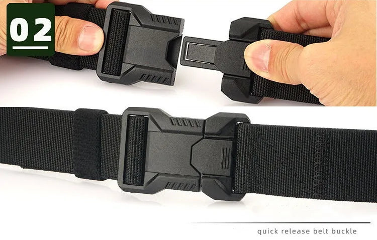 1pc Lightweight Tactical Quick-Release Buckle Belt Workwear Wear-resistant Outdoor Commuting Military Training Pants Belt