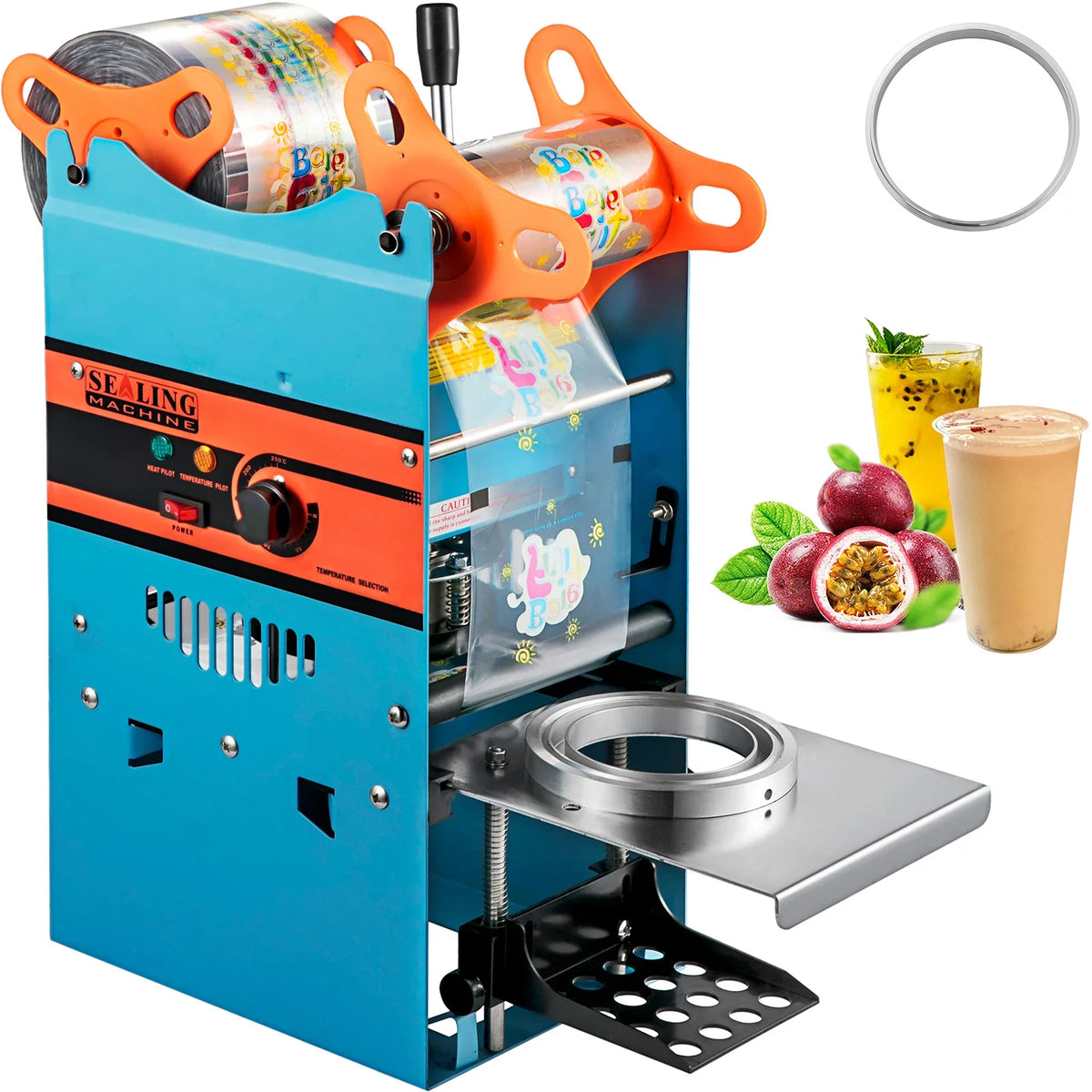 Manual Cup Sealer Machine 300-500 Cup/h with Heating Technology Boba Tea Cup Sealing Machine for 90/95mm Cup Diameter