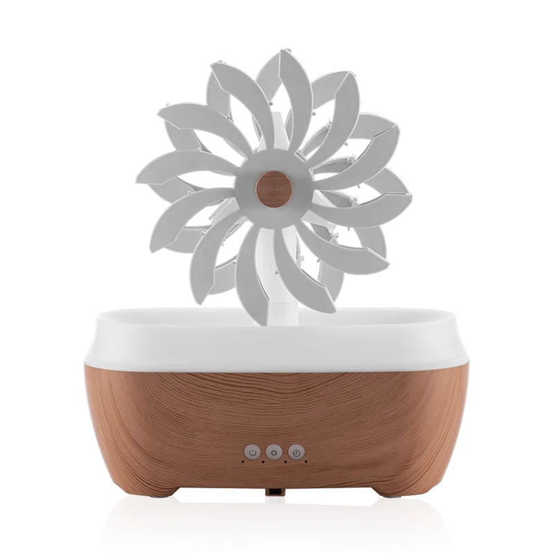 Hot Selling Windmill Aromatic 7 LED Color Air Humidifier for Home Portable Ultrasonic Rain Drop Aroma Diffuser