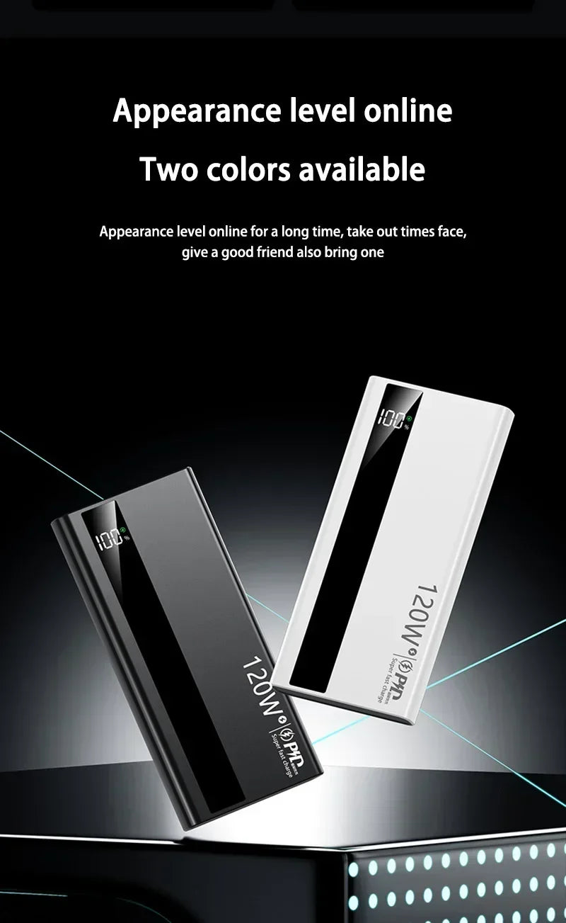 Lenovo 120W 50000mAh CCC Power Bank Super Fast Charging Ultra Capacity Portable Battery Charger LED Digital Display For IPhone