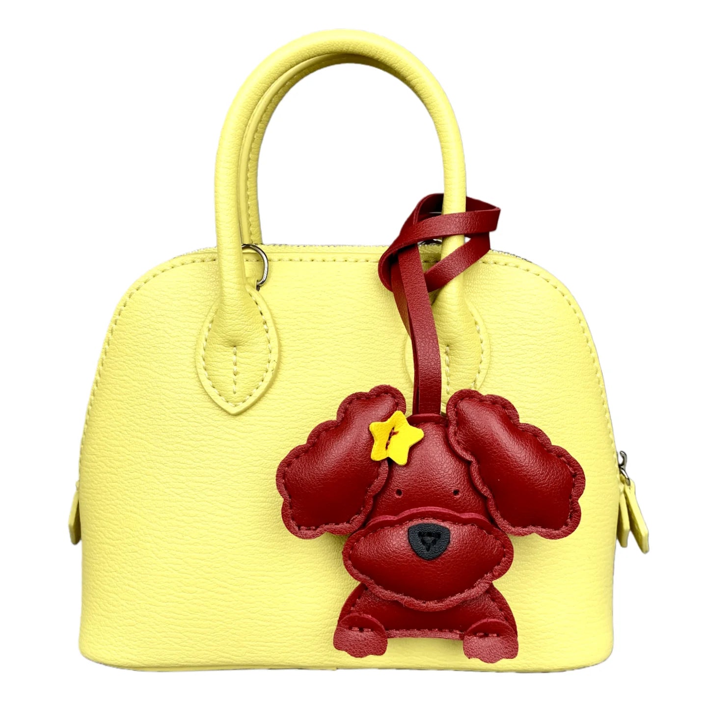 3D Plush Stuffed Poodle Dog Bag Charm - Crafted from Sturdy PU Leather with a Star Hair Clip, Well-Stitched & Fully Filled, Gift