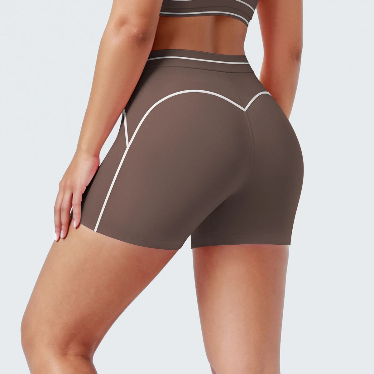 High Waist Stripe Fitness Yoga Shorts for Woman's Quick-Dry Breathable Hip-lifting Summer Gym Running Color Blocking Yoga Shorts