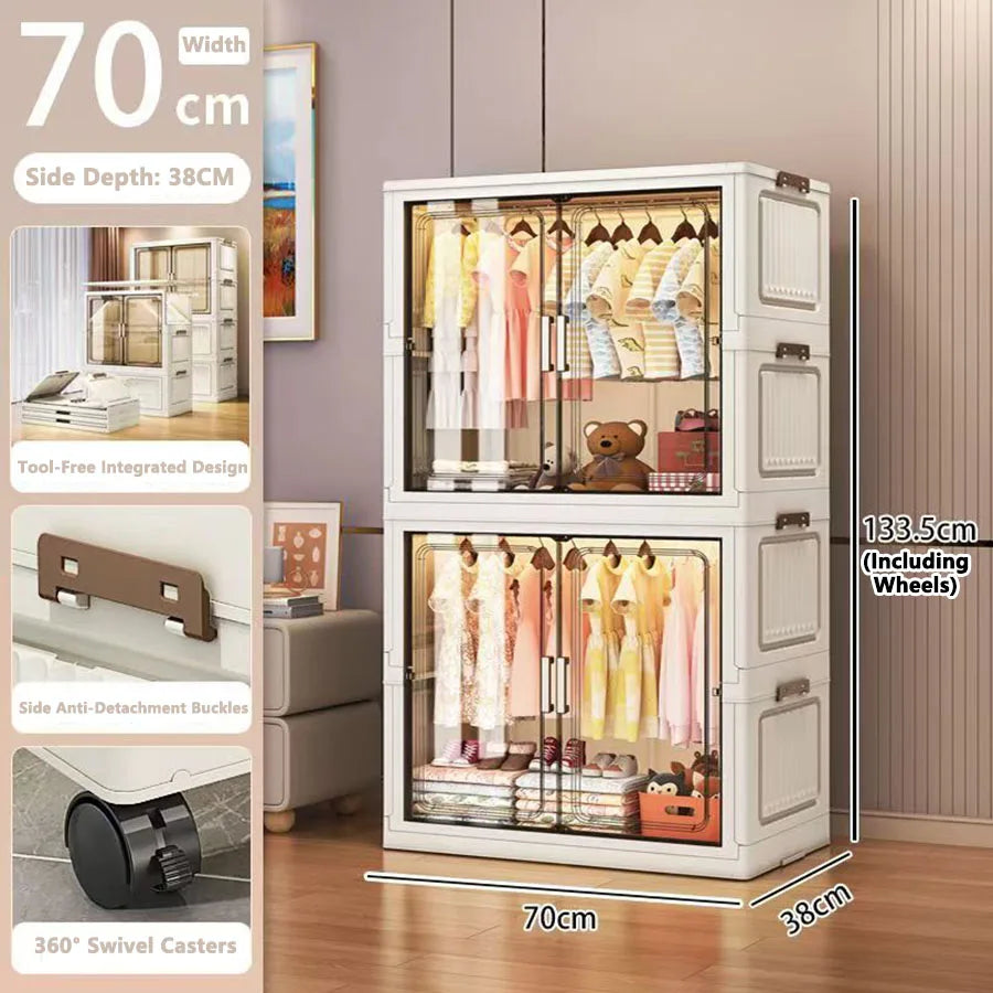 Folding Storage Cabinet Wall Mounted Foldable Locker Compact Organizer for Home Office Space Saving Design