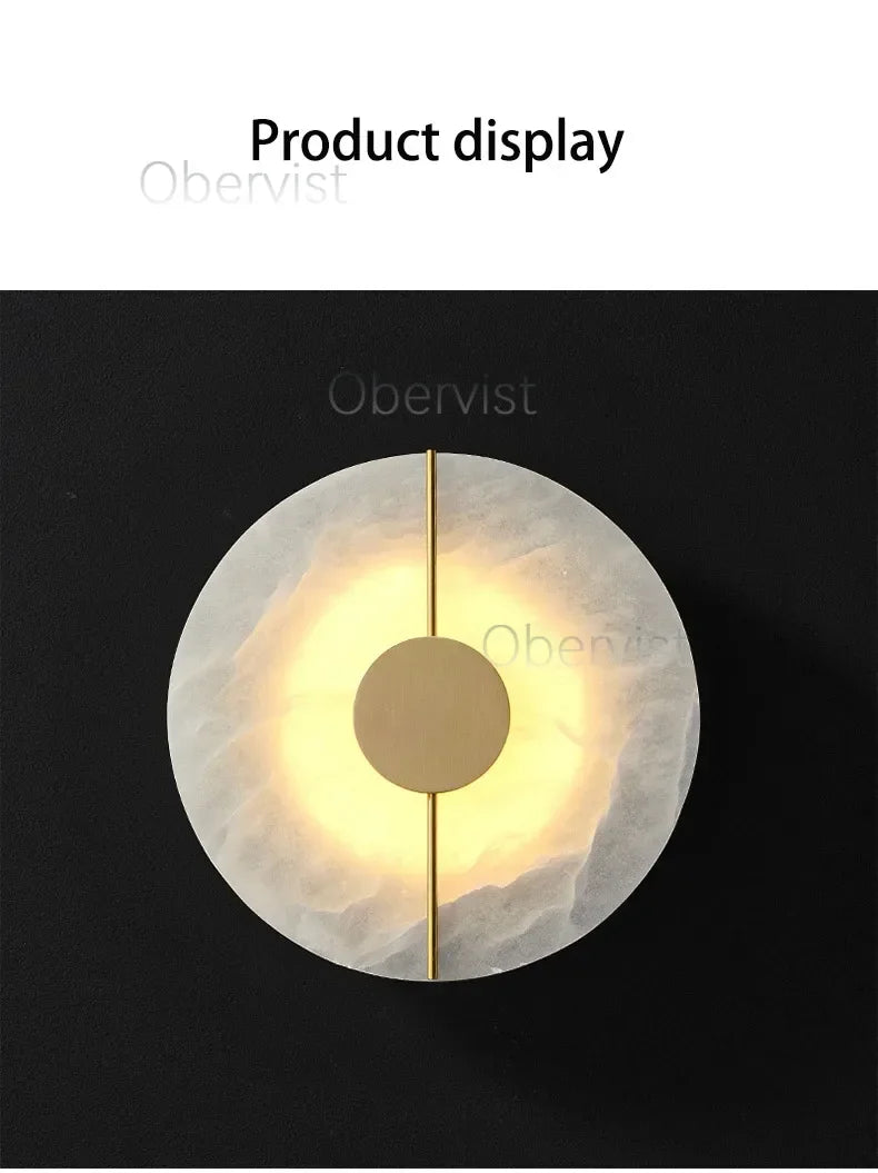 Modern Luxury Creative Marble Wall Light - Alabaster Marble Wall Sconce for Bedroom Bedside Living Room Aisle Indoor Decor