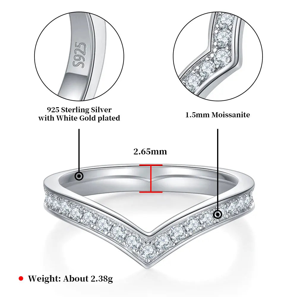 1.5mm Full Moissanite Rings for Women Eternity Wedding Band S925 Sterling Silver D Color Channel Set Lab Diamond Fine Jewelry