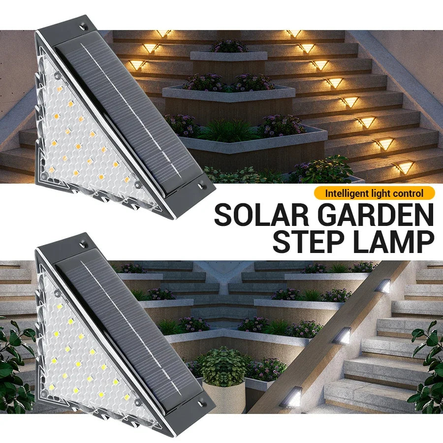 22/24LED Solar Stair Light, IP67 Waterproof Outdoor Step Light, Anti-theft Decorative Lamp for Garden Deck Front Porch Patio