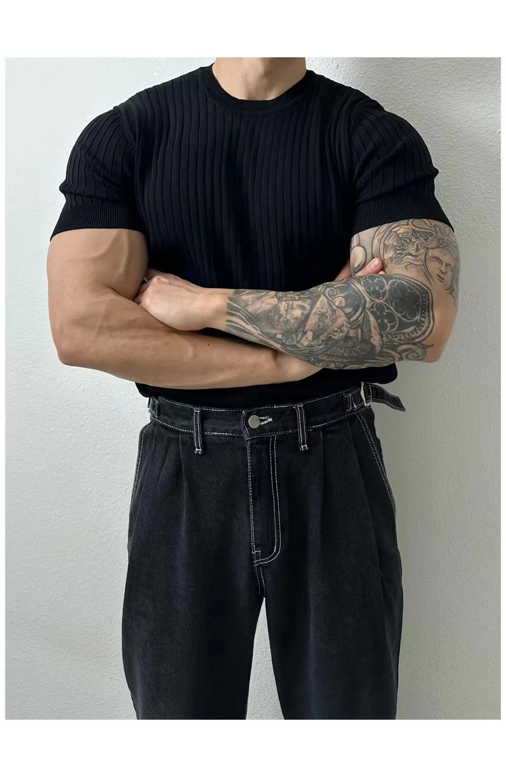 Trendy Polo Shirt for Men Summer Solid Color Top Versatile Knit Style Korean Short Sleeves Casual Fashion T-shirt