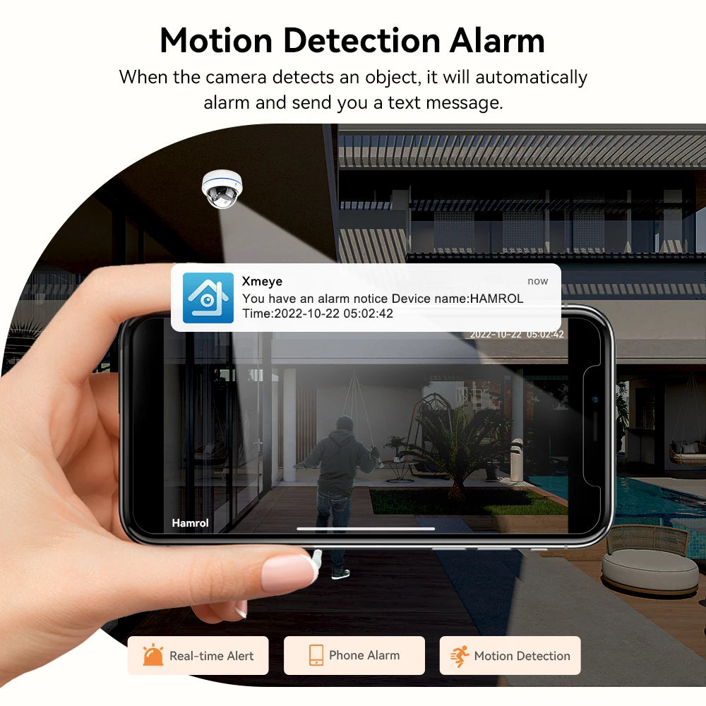 4K 8MP Ultra HD IP Camera Vandal-proof Waterproof Outdoor Dome Camera Nightvision nternal Audio Remote Access Xmeye Cloud H.265