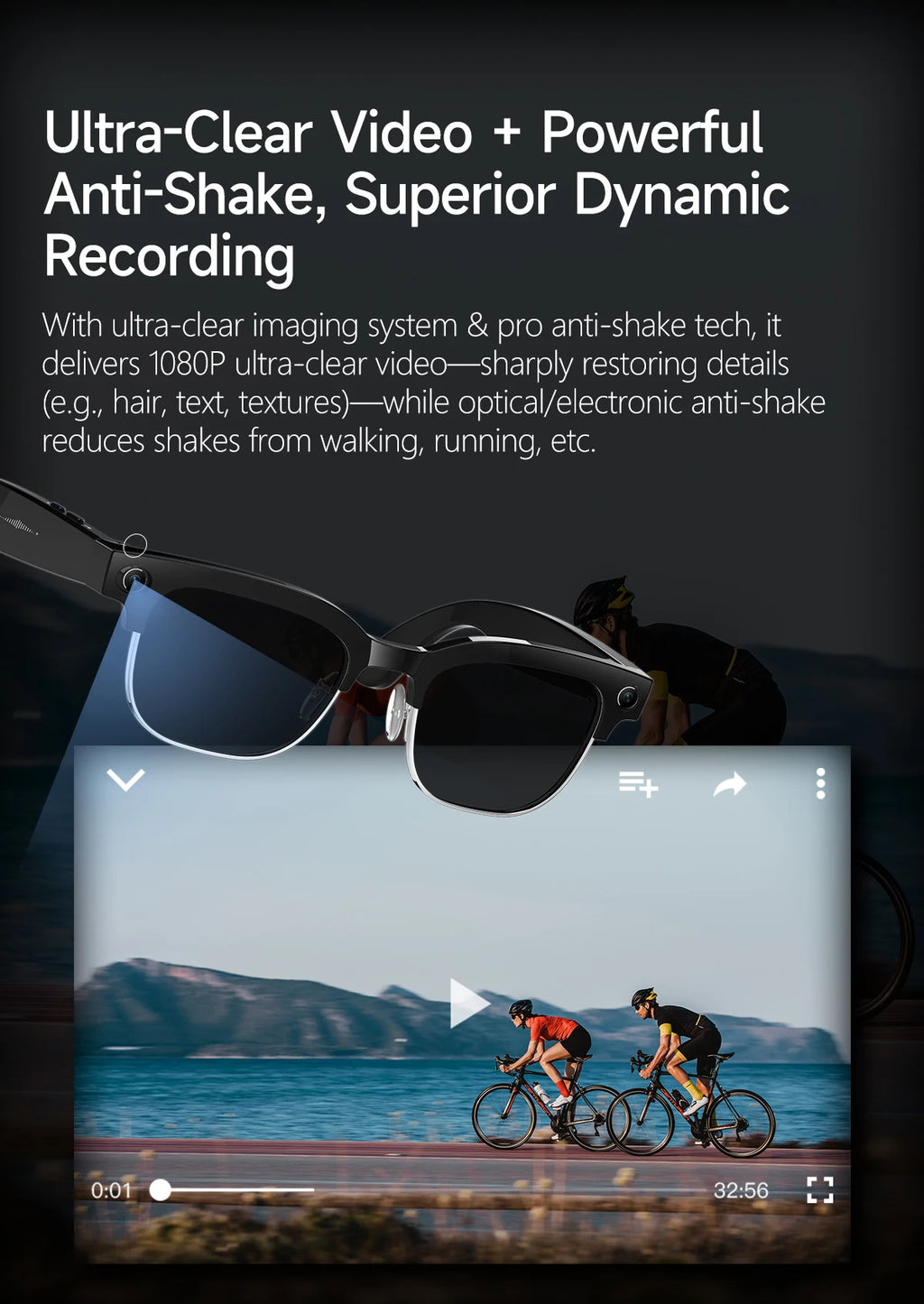 2026 New 4K HD 800W Pixel Dual-Camera Smart Glasses Men 1200P Video Recording AI Chat WIFI Transmission Translation Call Glasses