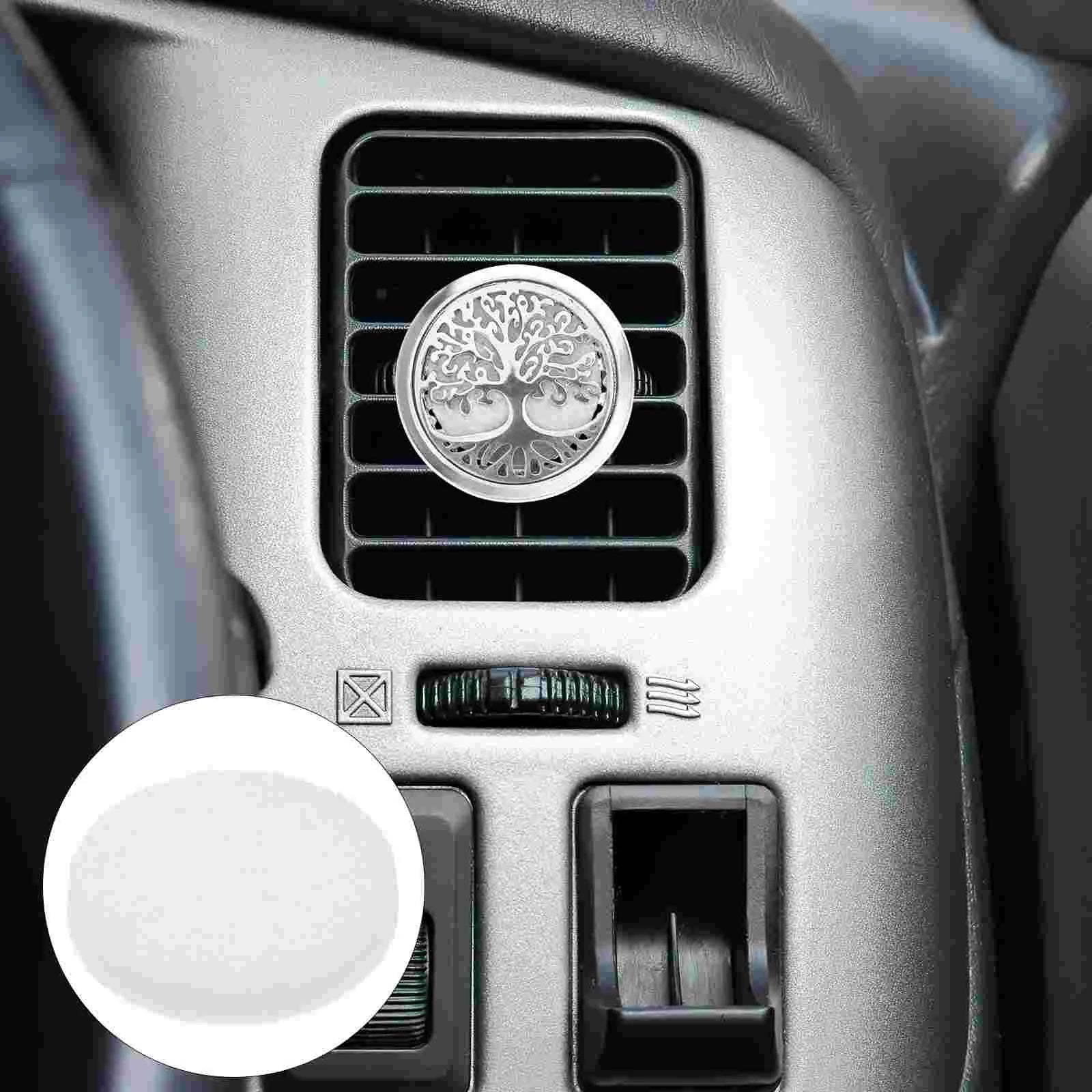 50 Pcs White Cotton Aroma Pendant Pads Essential Oil Necklace Refill Replacements Diffuser Interior Accessories Air Freshener
