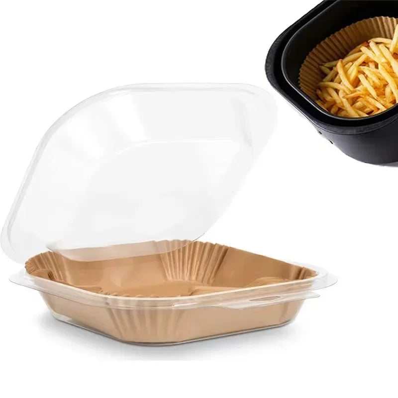 50/100PCS Air Fryer Special Paper Tray Household High Temperature Resistant Oil Absorbing Paper Pad Square Baking Paper Kitchen