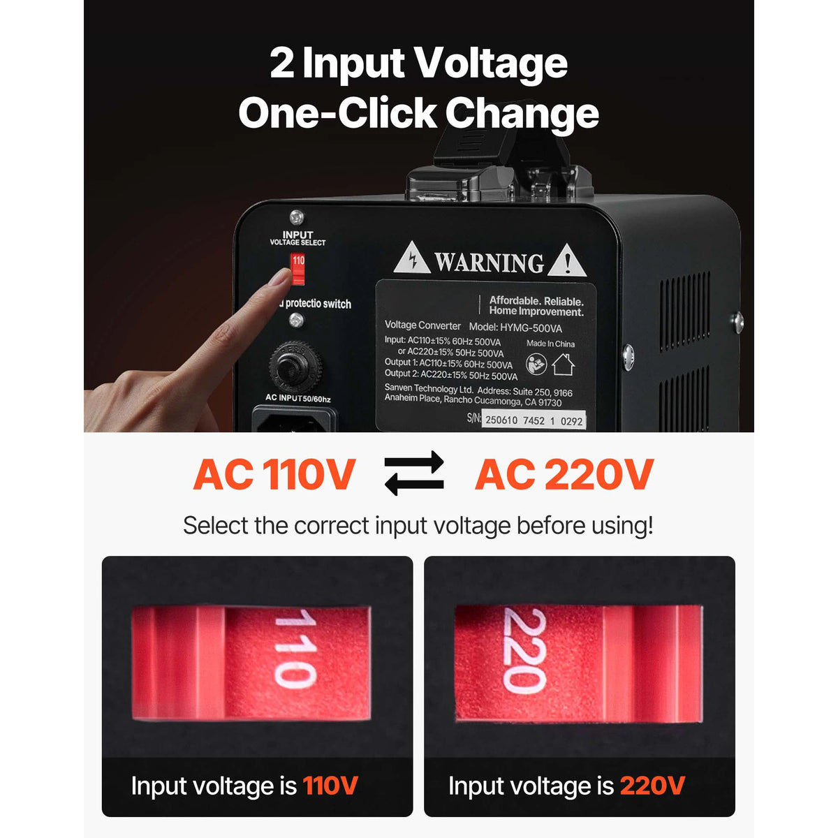 SucceBuy Voltage Converter Transformer 500/1000/1500/3000/5000/6000VA Step Up/Down Power Transformer with US Outlet EU Outlet