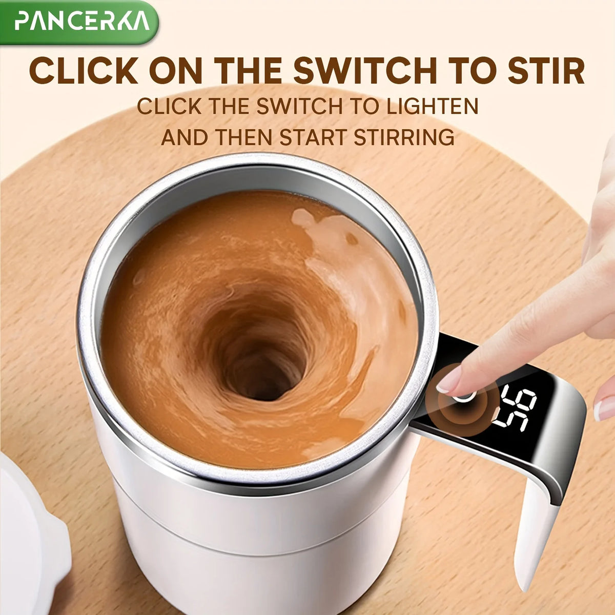 380ML Electric Coffee Self Mixing Mug IP67 Waterproof Coffee Stirring Mug USB Charging Digital Display Automatic Magnetic Cup