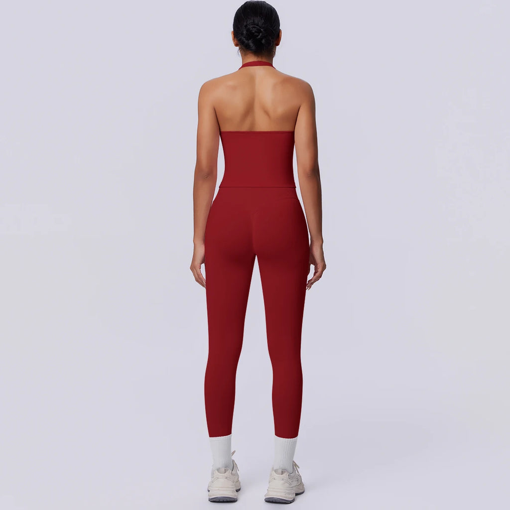 2PCS Woman Yoga Set Solid Color Sexy Fitness Top Summer Gym Workout High Stretch Female Pants Sports Fitness Clothing Yoga Set