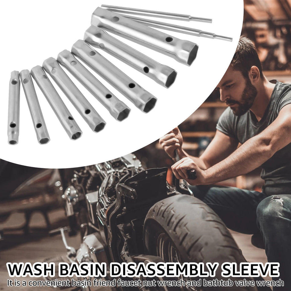 10Pcs Metric Tubular Box Wrench Set 6-22mm Spark Plug Carbon Steel Double Ended Wrench Automotive Plumb Repair Wrench Tools