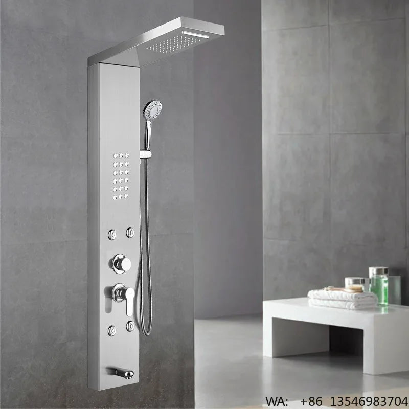 Hot Sale Luxury Black Color  Led Smart Rain Shower Head Bathroom Stainless Steel Wall Mounted Waterfall Shower Panels