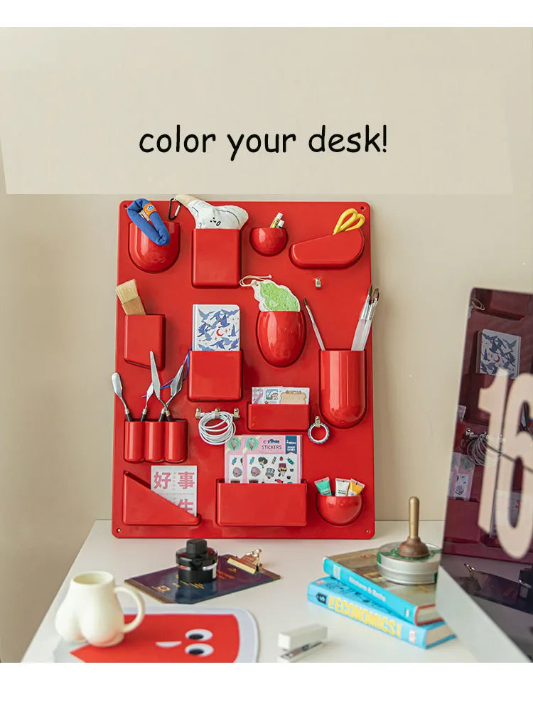 Wall-mounted Storage Rack with Hooks for Office, Kitchen and Workshop Children's Room Organizer with Adjustable Shelves