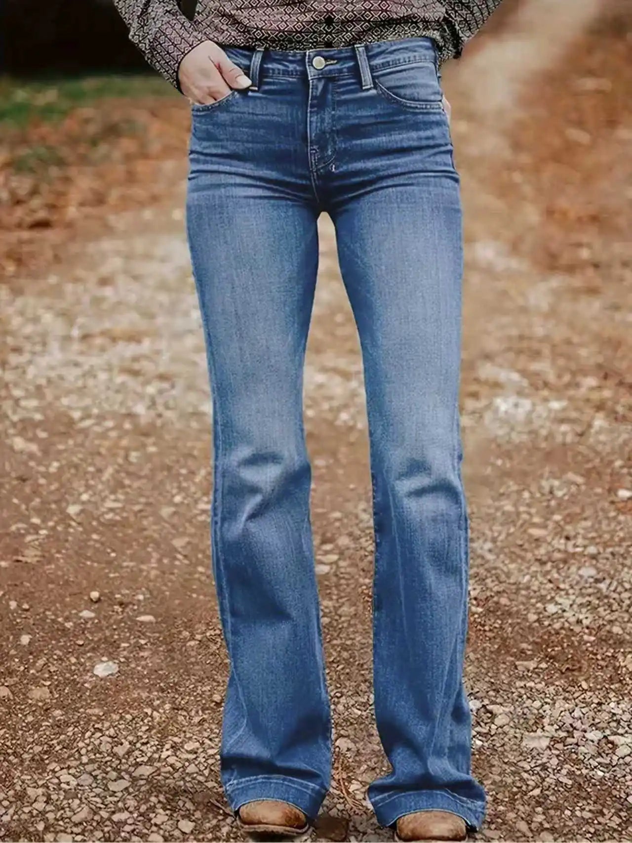 Denim Pants Women Solid Spliced Jeans Slim Fit Streetwear Pockets Floor Length Trousers Distressed Skinny Lady Elegant Autumn