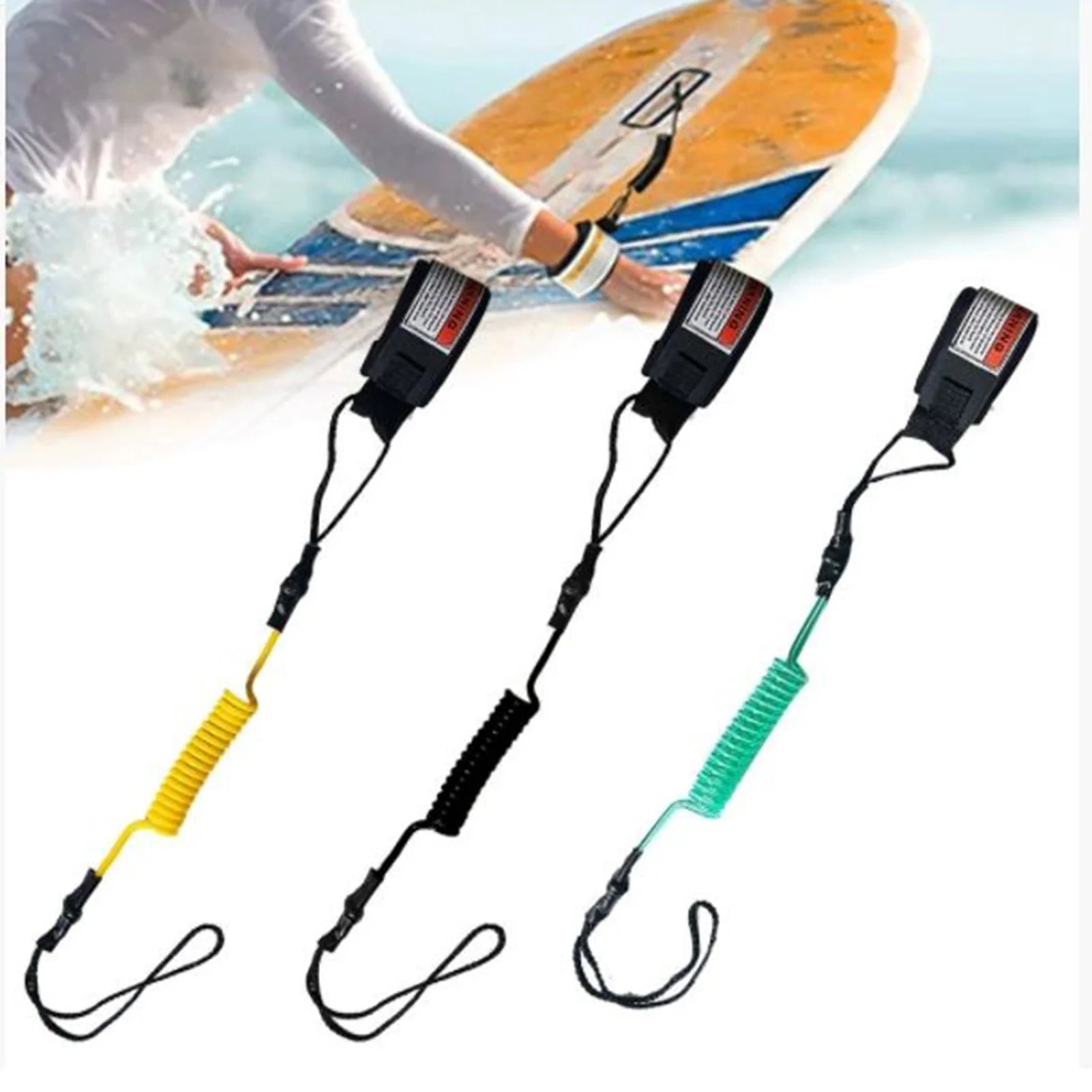 TPU Surfboard Leash Adjustable Safety SU P Spring Wrist Strap Stand-Up Paddle Board Leg Rope Floating Boards Surfing Accessories