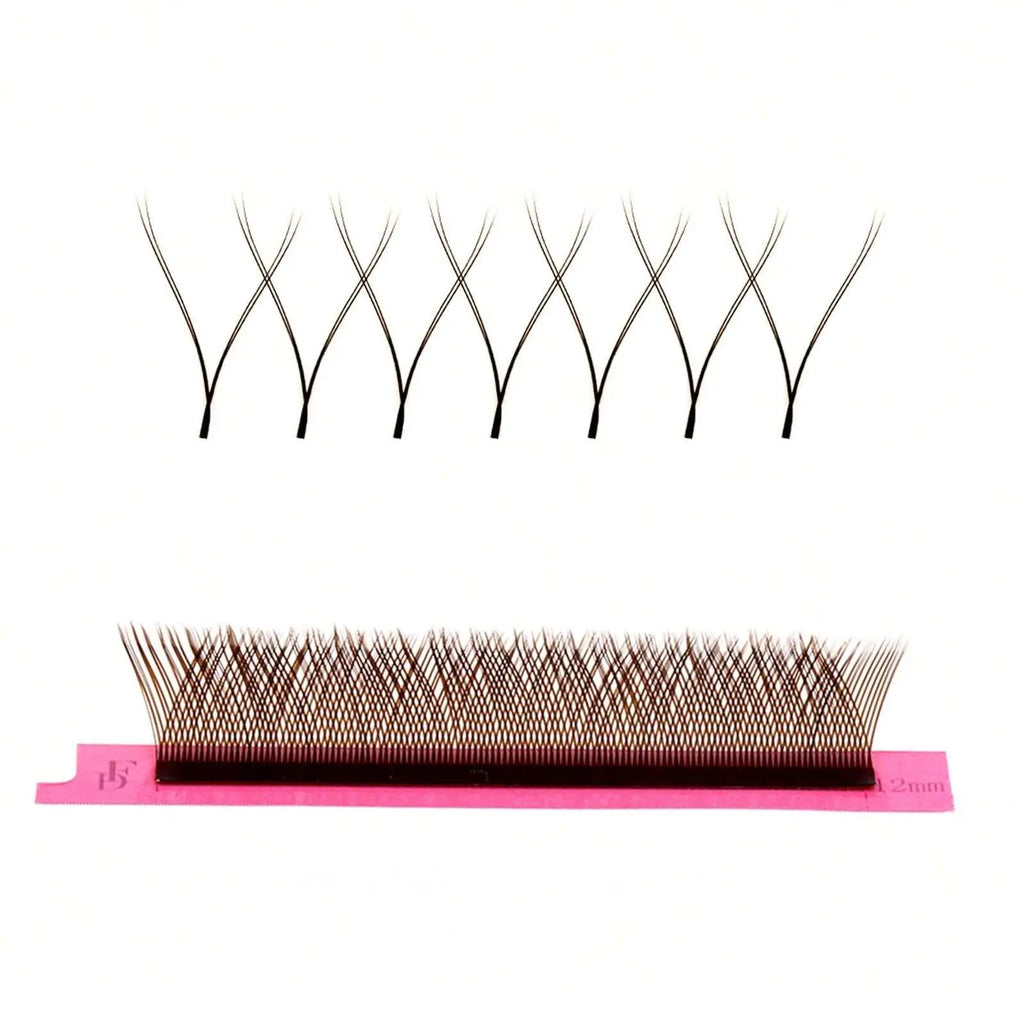 FADVAN Brown YY D/M(LU)/L Curl Eyelash Extension 0.07mm Natural Premade Lash 2D W Shape Style Soft Faux Mink Light False Lashes