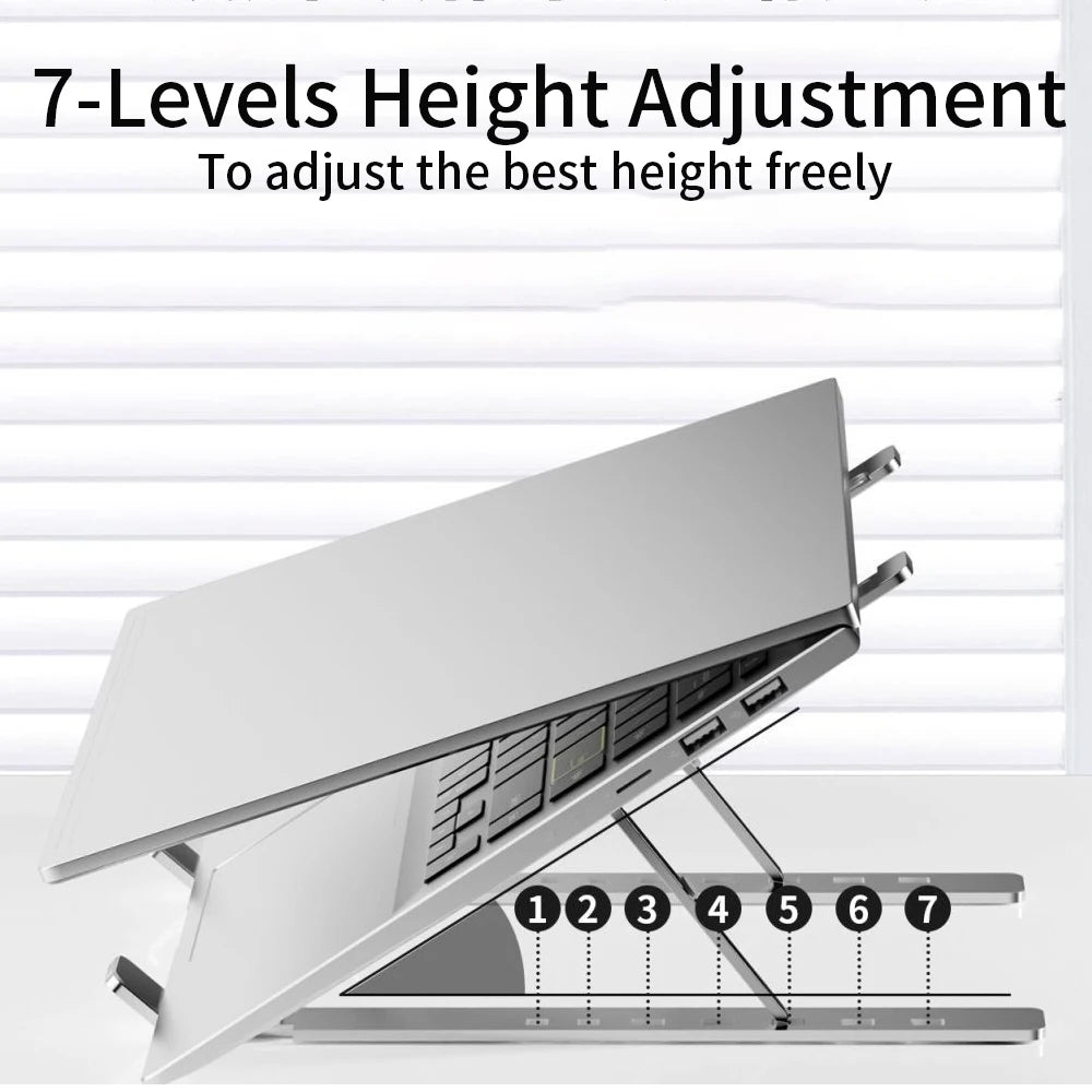 Laptop Stand for Desk, Metal MacBook Stand,Computer Riser for Desk, Foldable Adjustable Notebook Holder for10-15.6 Inch Laptops