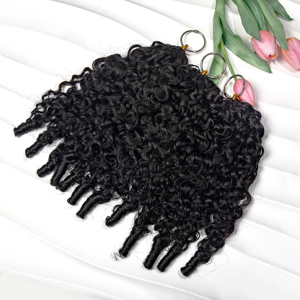 Curly Feather Crochet Human Hair Extensions Knotless Pre Separated Burmese Curly Crochet Extension With Special Curly Ends