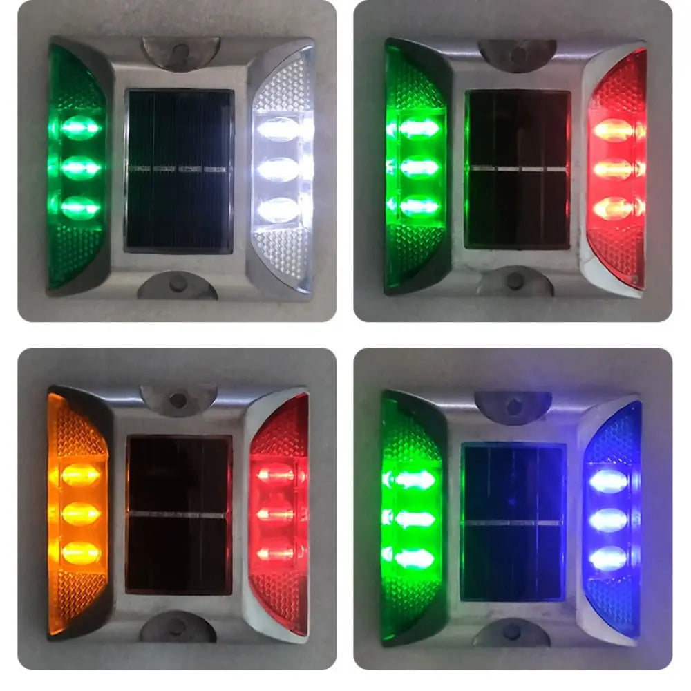 Solar Powered Solar Road Stud Light Outdoor Lighting Portable LED Ground Light Reflective Double Side Solar Energy Spike Lights