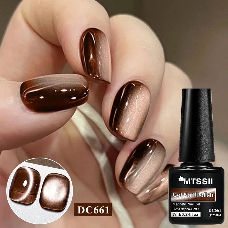 7ml Dark Coffee Glass Magnetic Gel Nail Polish Gentle Moonlight Gel Autumn And Winter Colors Soak Off Semi-Permanent Varnish