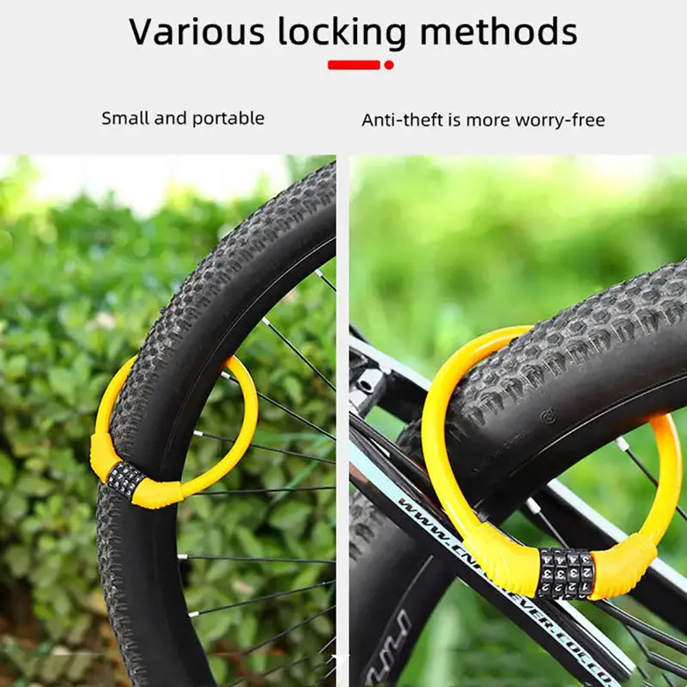 4 Digital Code Anti-Theft Bicycle Cable Lock Stainless Steel Security Locks Portable Combination Code Padlock