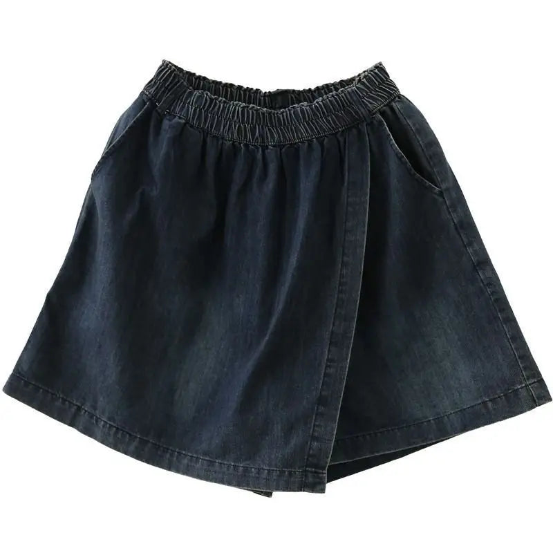 Stylish Elastic-Waist Denim Shorts Women New Summer Collection Loose High Waist Casual Versatile Slimming Skirt Pants