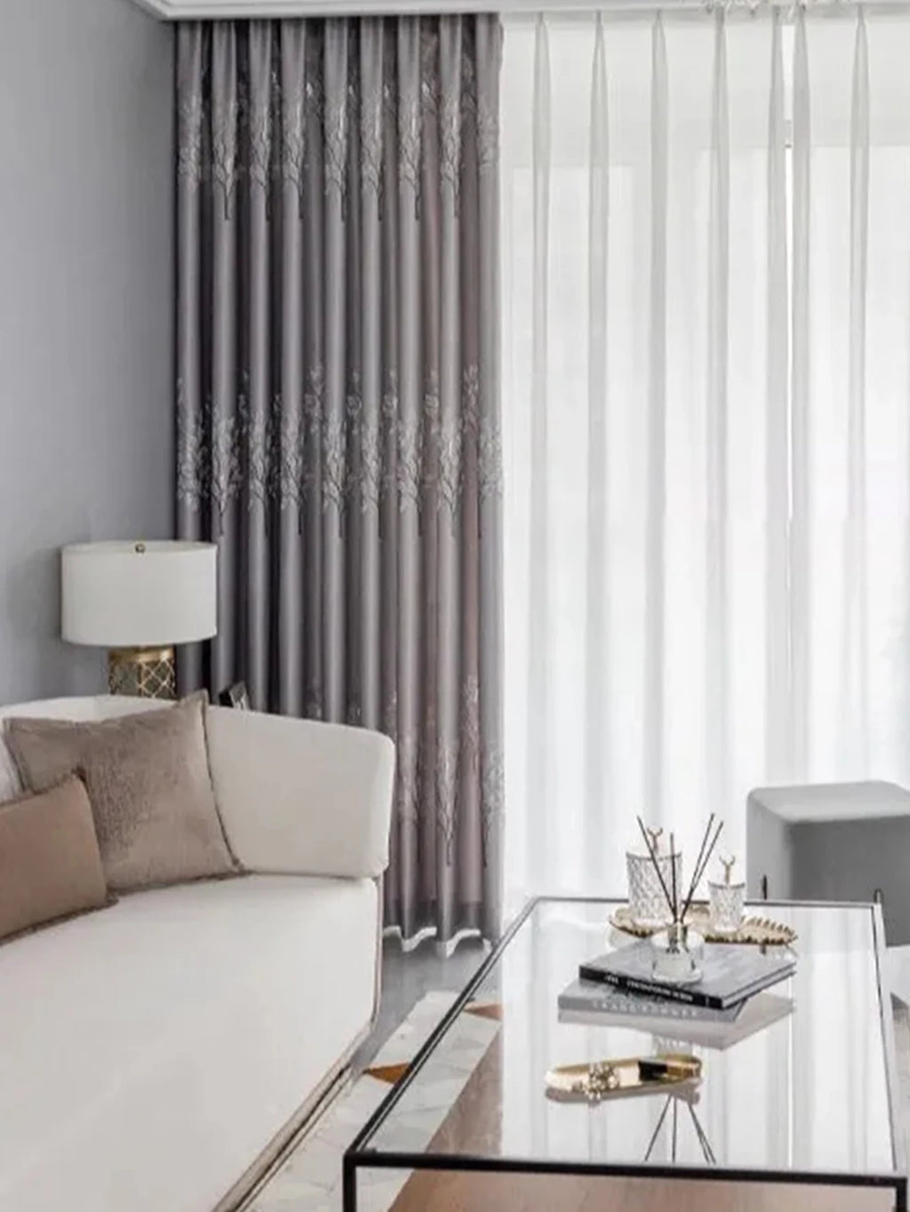 1pc Modern simple thickened jacquard thermal insulation curtain finished modern living room bedroom window