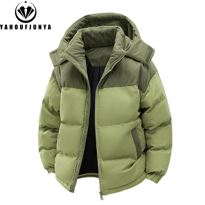 Autumn Winter Men Outdoor Removable Hooded Windbreak Jacket Coats Men Warm Outwear Casual Fashion Solid Parkas Jacket Male Tops