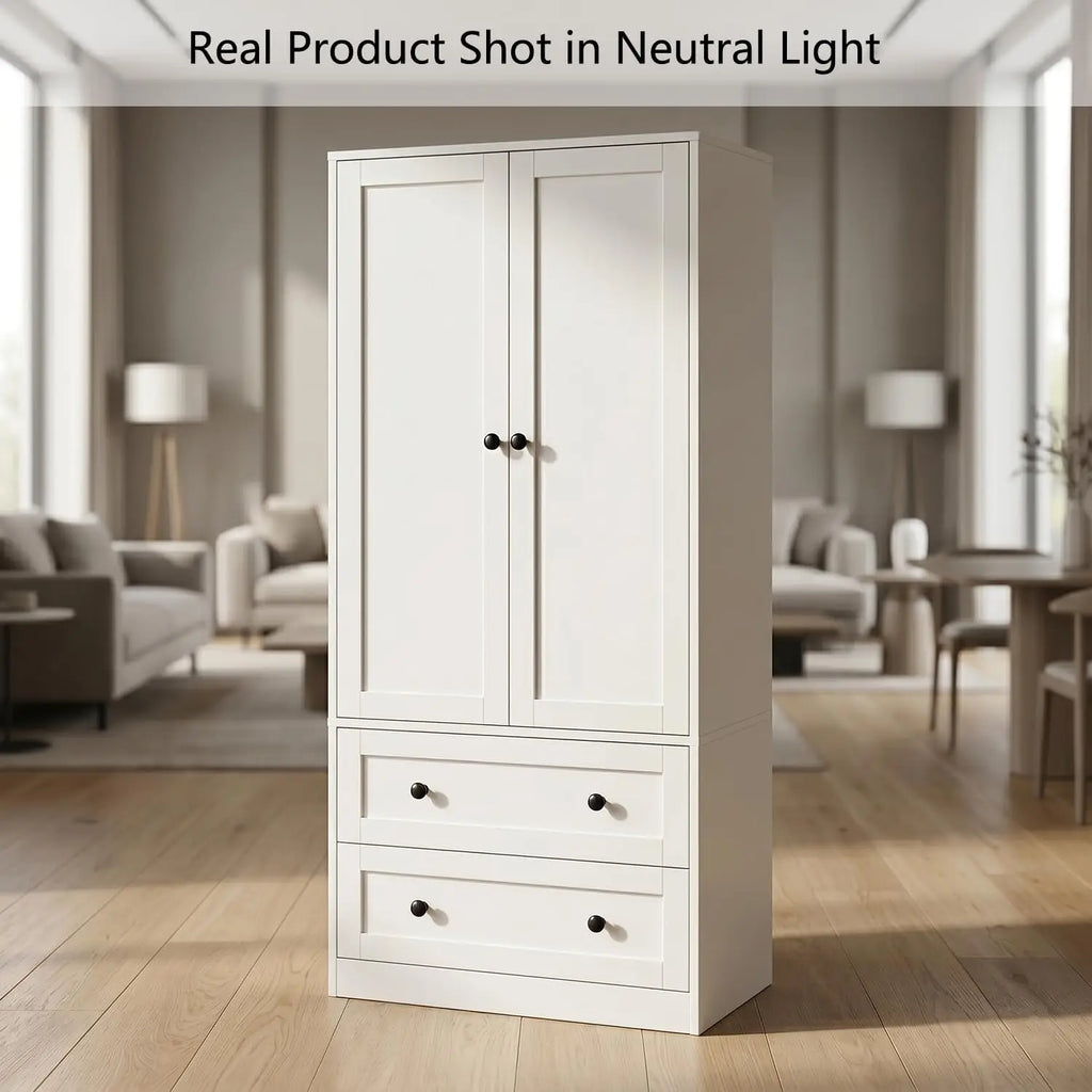 Tall White Kitchen Pantry, Storage Cabinet with Doors and Drawers, Freestanding Wooden Organizer for Kitchen, Customized