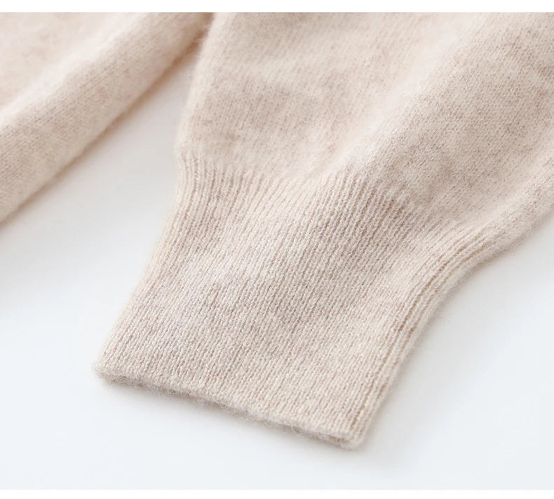 Autumn/Winter Men's 100% Pure Cashmere Pullover Business Casual Solid Knitted Sweater Loose Half High Neck Tops Thick Jumper