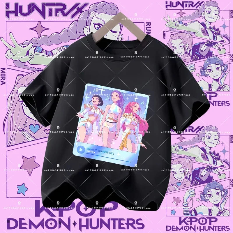 Kpop Demon Hunters Parent Child Halloween Kpop Demon Hunters TShirt Harajuku Casual Fashion Cotton Kid's Tshirt Cosplay Clothing