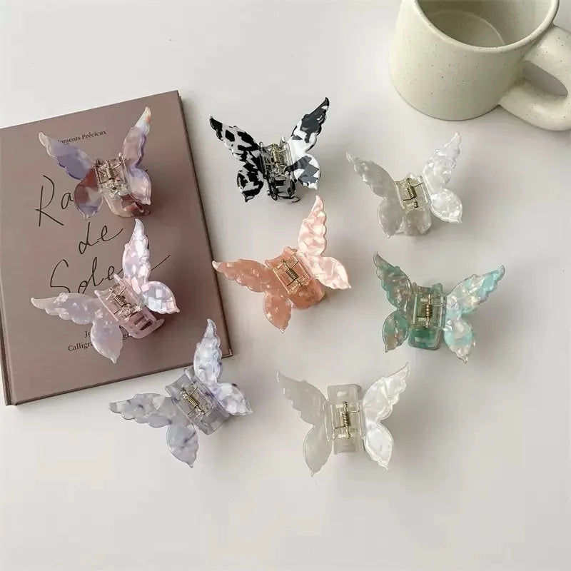 Super Fairy Three-Dimensional Butterfly Half-Tied Hair Back Of The Head Acetate Clip Hair Accessories For Women