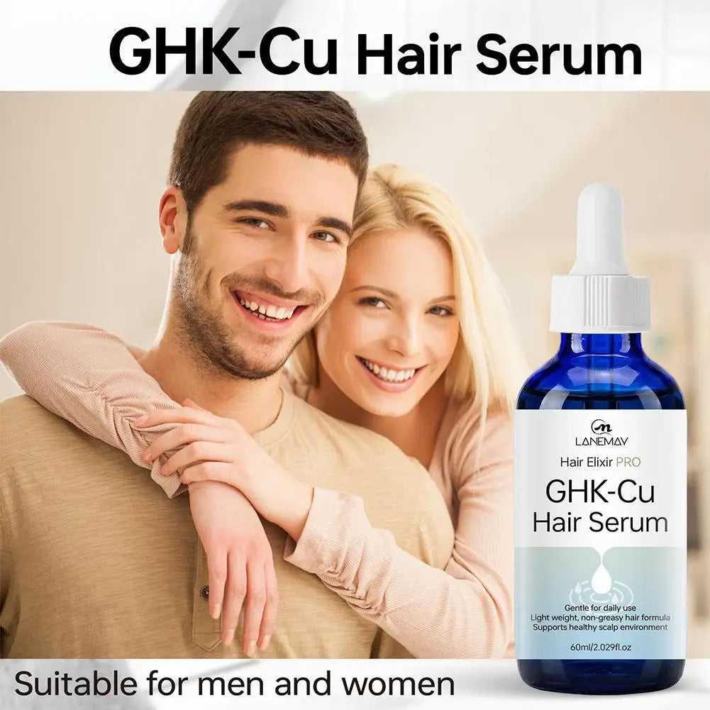 60ml GHK Cu Copper Peptide Hair Serum Hair Deep Nourishment Fast Absorbing Moisturizing Strengthen Roots Non Greasy