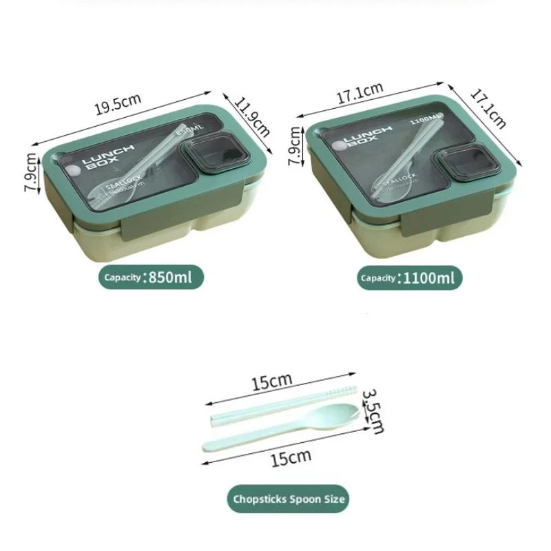 1pcs Portable Sealed Lunch Box with Tableware for Kids Children Plastic Microwave Bento Boxes Dinnerware Set Food Storage Contai