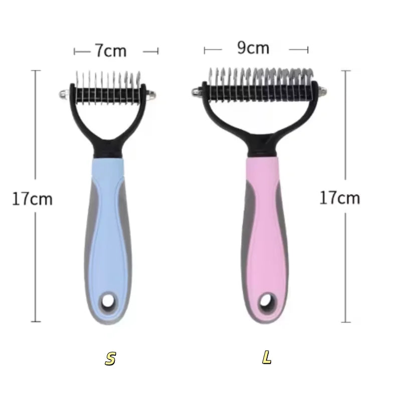 Stainless Steel Double Sided Pet Deshedding Brush Dog Grooming Comb Efficient Shedding Dematting Essential Grooming Tool for Pet