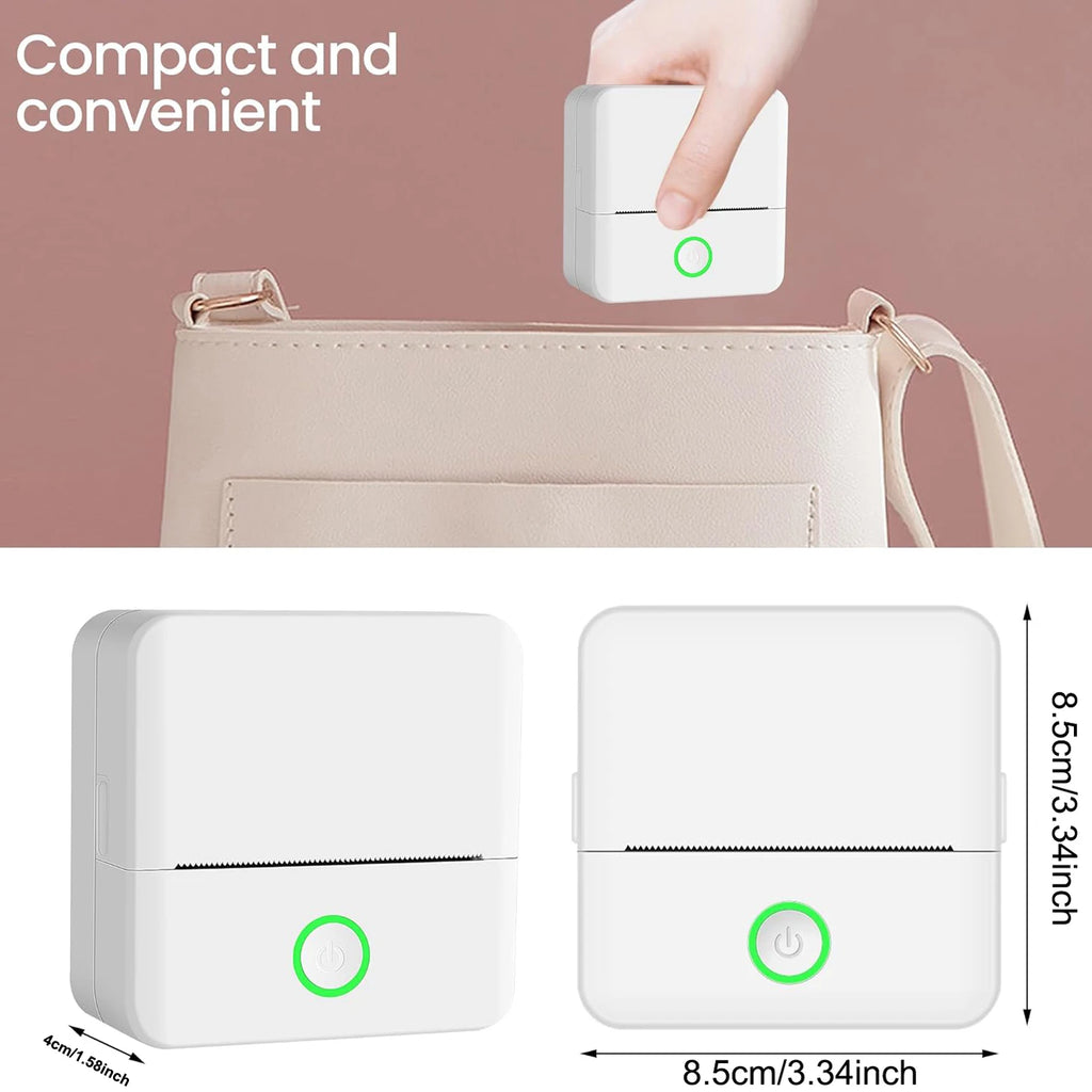 Wireless Mini Photo Printer Set with 5 Sticker Rolls & 5 Thermal Paper, Bluetooth Mobile Printing for Pictures, Photos, Labels