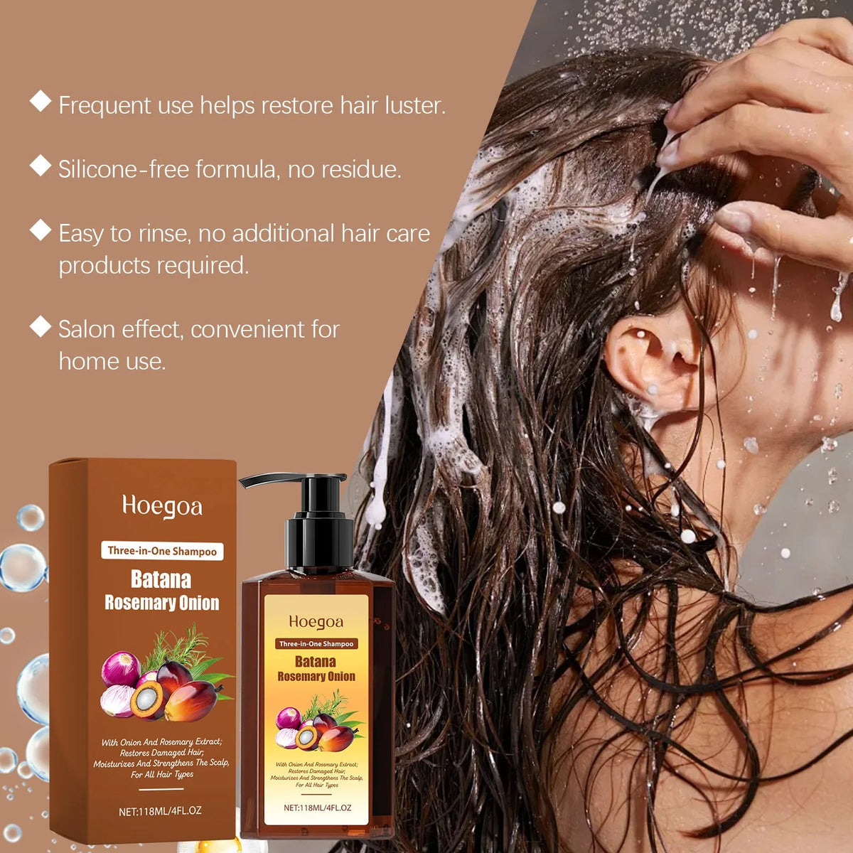 3 In 1 Batana Rosemary Onion Shampoo Deep Nourishing Scalp Remove Dandruff Long Lasting Scent Hair Scalp Cleaning Care Lotion