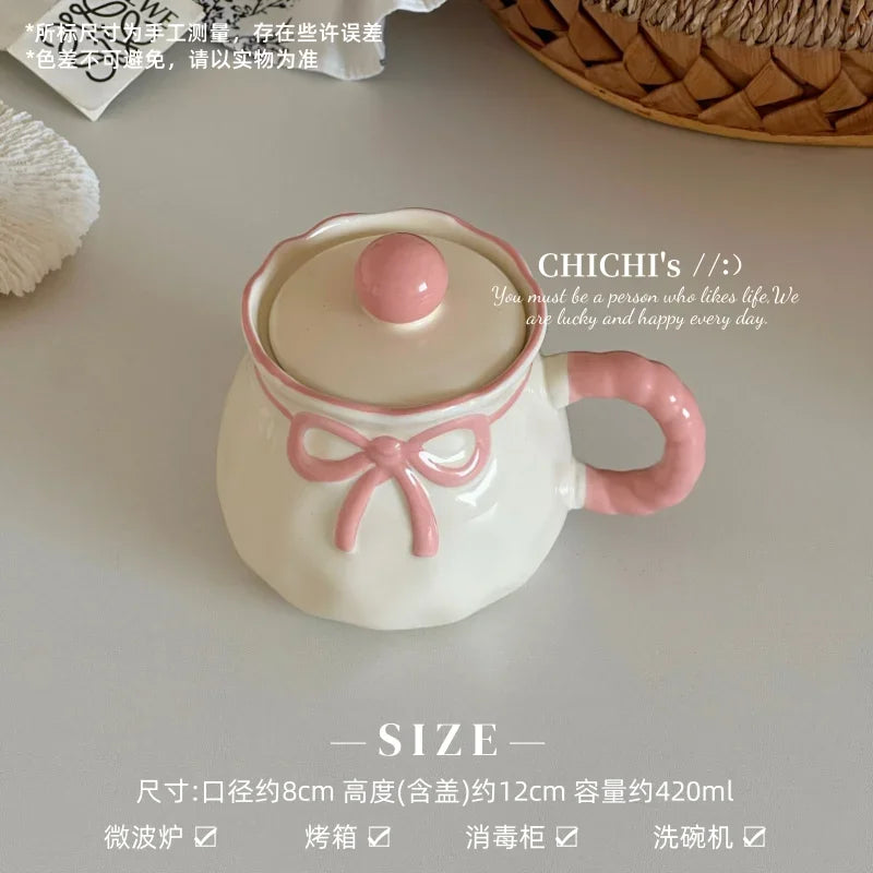 Hand-Painted Ceramic Coffee Mug Milk Cup Water Drinking Cup with Lid Underglaze Color  Design China Mugs for Dining