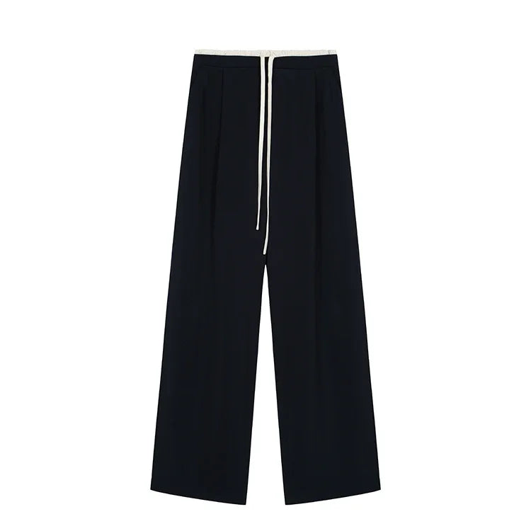 Elastic Waist Drawstring Loose Slim Casual Versatile Trousers 2026 Autumn New High Waist Women Wide Leg Suit Pants