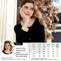 I BELIEVE YOU Women Black Cardigan 2025 Autumn French Beaded Sweater Commuting Round Neck Long-Sleeve Knit Cardigan 2254146099